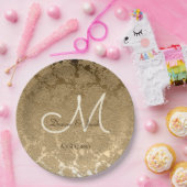 Gold Monogram Elegant Moderne Hochzeit Pappteller (Party)