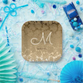 Gold Monogram Elegant Moderne Hochzeit Pappteller (Party)