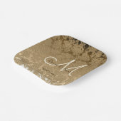 Gold Monogram Elegant Moderne Hochzeit Pappteller (Gewinkelt)
