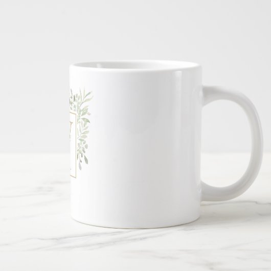 Gold Monogram Elegant Modernes Grün Jumbo-Tasse (Rechts)