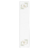 Gold Monogram Elegant Modernes Grün Kurz Kurz Kurzer Tischläufer (Vorderseite)