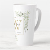 Gold Monogram Elegant Modernes Grün Latte Tasse (Rechte Ecke)