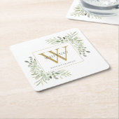 Gold Monogram Elegant Modernes Grün Rechteckiger Pappuntersetzer (angewinkelt)