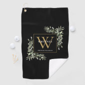 Gold Monogram Elegant Modernes Grün Schwarz Golfhandtuch (Insitu)