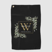 Gold Monogram Elegant Modernes Grün Schwarz Golfhandtuch (Vorderseite)
