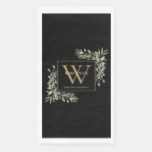 Gold Monogram Elegant Modernes Grün Schwarz Serviette (Vorderseite)