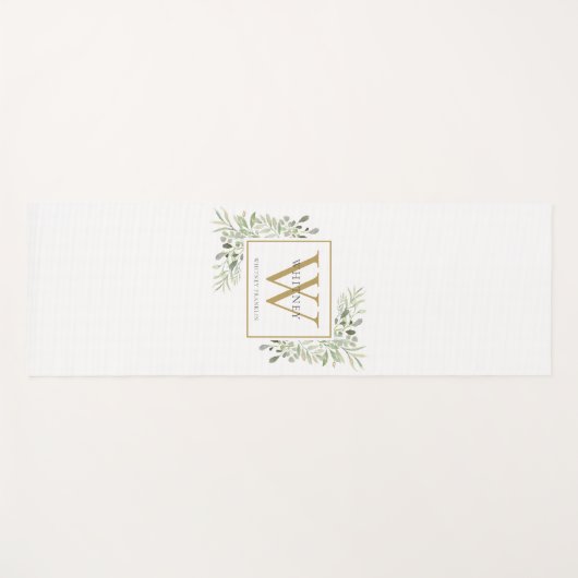 Gold Monogram Elegant Modernes Grün Schwarz-weiß Yogamatte (Vorderseite (Horizontal))
