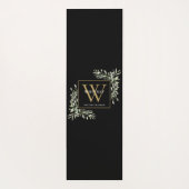 Gold Monogram Elegant Modernes Grün Schwarz Yogamatte (Rückseite)
