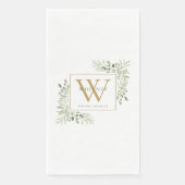 Gold Monogram Elegant Modernes Grün Serviette (Vorderseite)