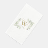 Gold Monogram Elegant Modernes Grün Serviette (Ecke)