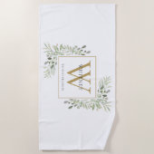 Gold Monogram Elegant Modernes Grün Strandtuch (Vorderseite)
