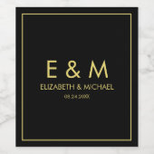 Gold Monogram Elegant Save the Date Minimalistisch Weinetikett (Einzelnes Label)