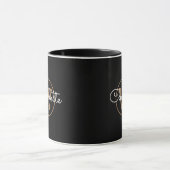 Gold Monogram Elegant Script Black Tasse (Zentrum)