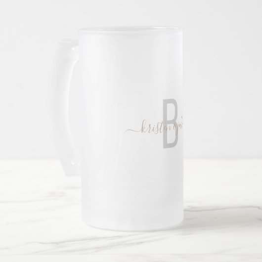 Gold Monogram Elegant Wedding Mattglas Bierglas (Vorderseite Links)