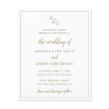 Gold Monogram Elegante Budget Hochzeit Einladung