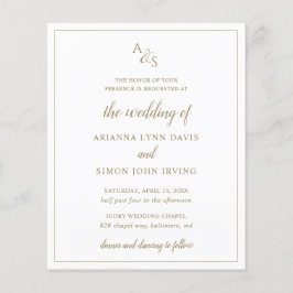 Gold Monogram Elegante Budget Hochzeit Einladung