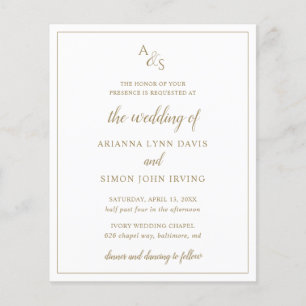 Gold Monogram Elegante Budget Hochzeit Einladung