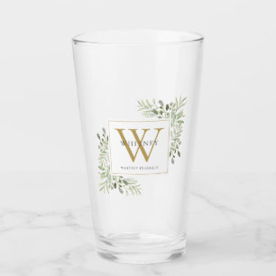 Gold Monogram Elegante Moderne Grün Glas