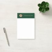 Gold Monogram Emerald Green Leather Look Elegant Post-it Klebezettel (Büro)
