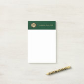 Gold Monogram Emerald Green Leather Look Elegant Post-it Klebezettel (Auf Schreibtisch)