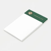 Gold Monogram Emerald Green Leather Look Elegant Post-it Klebezettel (angewinkelt)