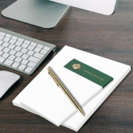 Gold Monogram Emerald Green Leather Look Elegant Post-it Klebezettel