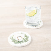 Gold Monogram Erstblatt Weiß Getränkeuntersetzer (Seite)