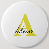 Gold Monogram Ersteinziger Individuelle Name-Gesch Button (Vorderseite)