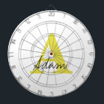 Gold Monogram Ersteinziger Individuelle Name-Gesch Dartscheibe<br><div class="desc">Das ist mit individuellen Texten-Vorlagen für mit Monogramm Erstbearbeitung & individuelle Name konzipiert und ist ein wunderbares Geschenk für den Vatertag,  Geburtstag,  Hochzeitsfeier,  etc.!</div>