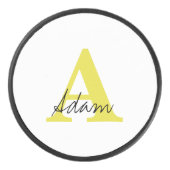 Gold Monogram Ersteinziger Individuelle Name-Gesch Eishockey Puck (Vorderseite)