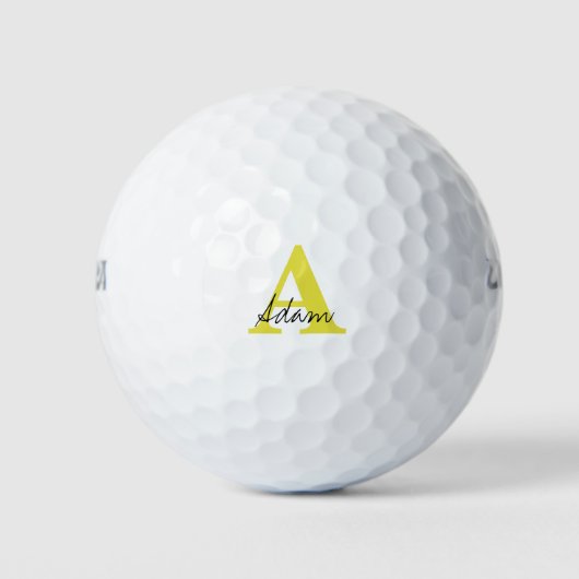 Gold Monogram Ersteinziger Individuelle Name-Gesch Golfball (Vorderseite)