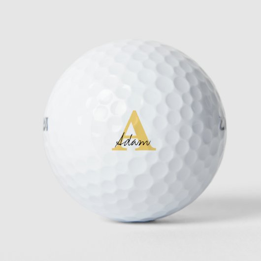 Gold Monogram Erstmalige Individuelle Name-Geschen Golfball (Vorderseite)