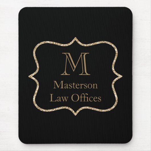 Gold Monogram Erstname Black Gold Beruflich Mousepad (Vorne)