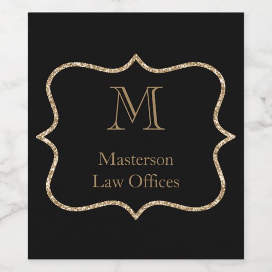 Gold Monogram Erstname Black Gold Beruflich Weinetikett (Einzelnes Label)