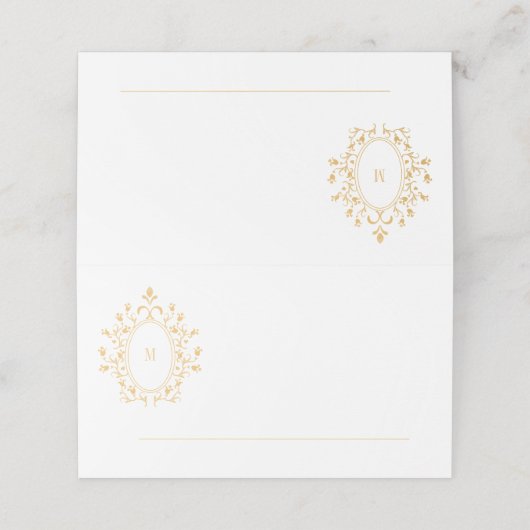 Gold Monogram Event Card Platzkarte (Außenseite Aufgefaltet)