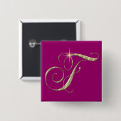 Gold Monogram F Initial Button (Vorne & Hinten)