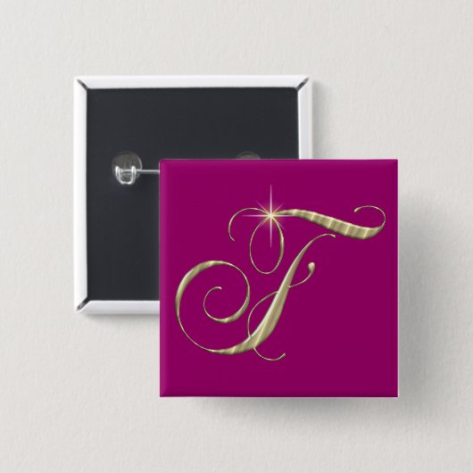 Gold Monogram F Initial Button (Vorne & Hinten)