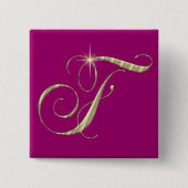 Gold Monogram F Initial Button (Vorderseite)