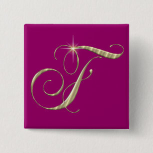 Gold Monogram F Initial Button