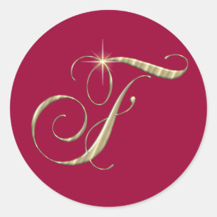 Gold Monogram F Initial Runder Aufkleber
