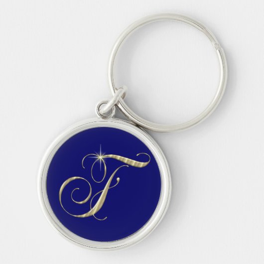 Gold Monogram F Initial Schlüsselanhänger (Vorne)