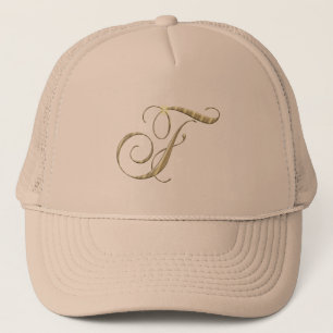 Gold Monogram F Initial Truckerkappe
