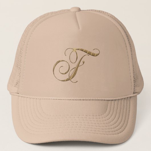 Gold Monogram F Initial Truckerkappe (Vorderseite)