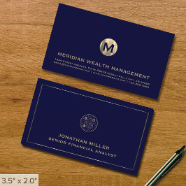 Gold Monogram Financial Business Card QR Code Visitenkarte