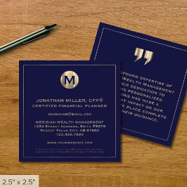 Gold Monogram Financial Business Card Quadratische Visitenkarte