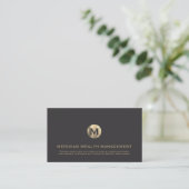 Gold Monogram Financial Business Card Visitenkarte (Stehend Vorderseite)