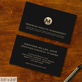 Gold Monogram Financial Planner Business Card Visitenkarte