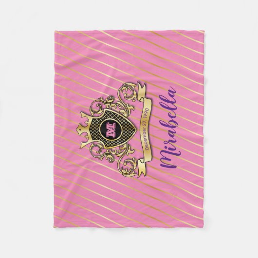 Gold Monogram Fleece Blanket (Vorderseite)