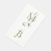 Gold Monogram Foliage White Elegante Hochzeit Serviette (Ecke)