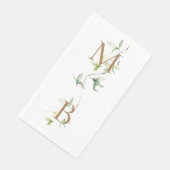 Gold Monogram Foliage White Elegante Wedding II Serviette (Ecke)